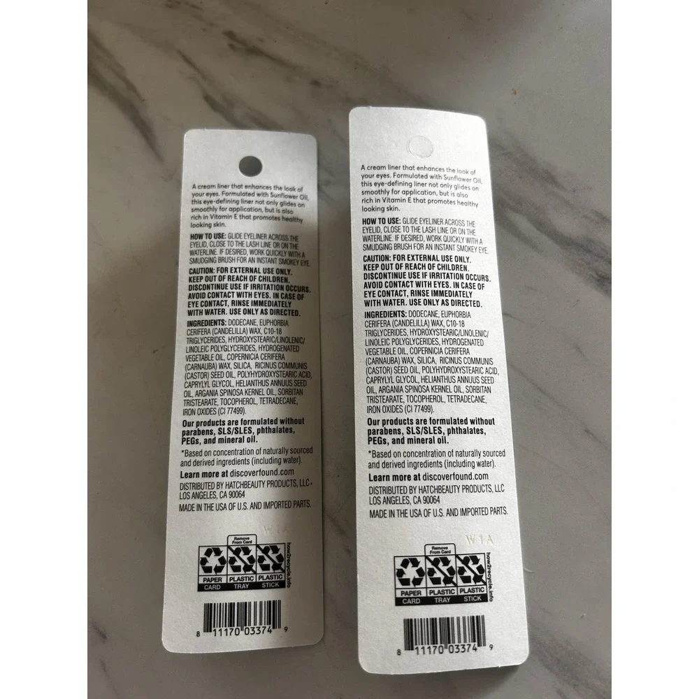 Found Eye Defining Cream Liner with Sunflower Oil Black 01 90% Natural Lot of 2